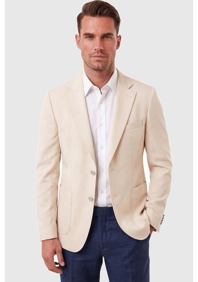 Rizzup Erkek Slim Fit Likralı Bej Blazer Ceket Metal Düğmeli Torba Cepli Spor Ceket 2600828