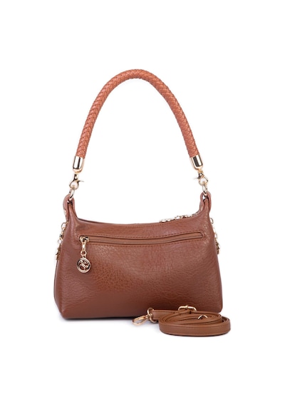 Nas Bag Kadın Mini Omuz Ve Çapraz Çanta Örgülü Askılı En: 23 Cm , Boy: 14 Cm Taba Victoria