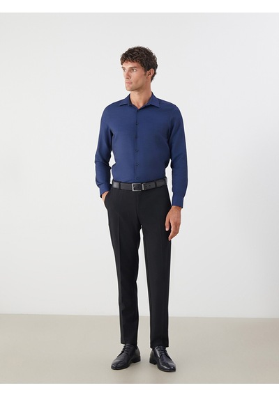 Lcw Busıness Lacivert Slim Fit Uzun Kollu Armürlü Erkek Gömlek