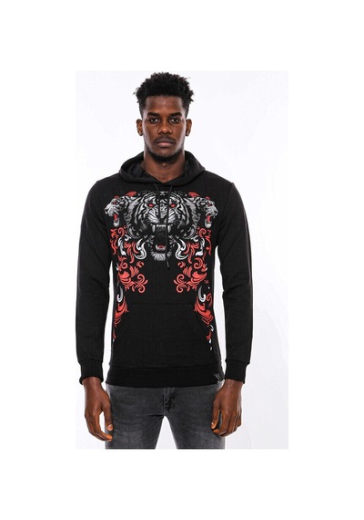 Wessi Siyah Kapşonlu Baskılı Sweatshirt Siyah