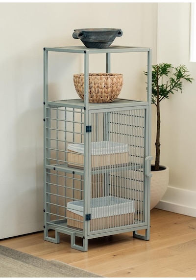 Dekoratif Bej Metal Çok Amaçlı Dolap 4 Raflı Organizer Dekoratif Bej Metal Çok Amaçlı Dolap 4 Raflı Organizer