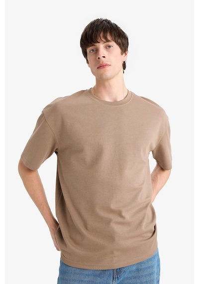 DeFacto Oversize Geniş Kalıp Ütü Gerektirmeyen Bisiklet Yaka Kısa Kollu Basic Düz Ağır Kumaş Tişört X3926AZ25SPBN229