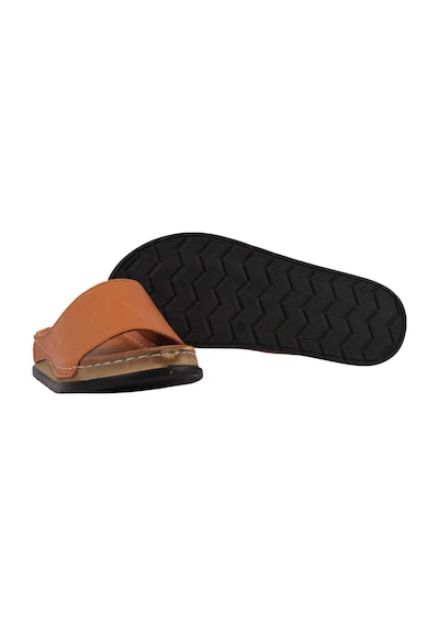 Napa Shoes Hakiki Deri Lazer Kesim Delikli Rahat Taban Kadın Terlik Napa-309 Taba