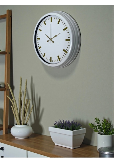 Beyaz Zarafet 40 Cm Metal Duvar Saati Çok Renkli