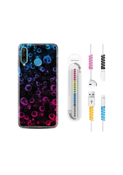 Huawei P30 Lite Kılıf Kablo Koruyuculu Color Bubles 1697
