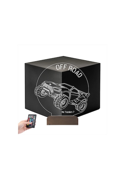 Luvivia Off Road Arazi Aracı Jeep Tasarım Kişiye Özel 3d Lamba - Masa Gece Lambası V2 Şeffaf