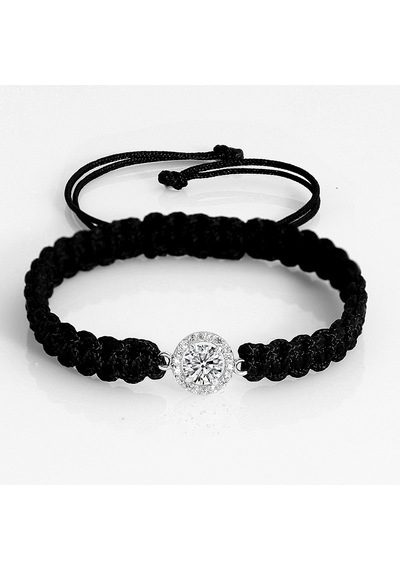 Kuyumcudukkani "tektaş"makrome İpli Bileklik- 40052-w-w-blk Beyaz