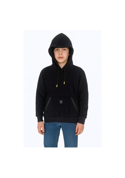 Kapüşonlu Kanguru Cepli 2 İplik Mevsimlik Erkek Çocuk Sweatshirt-90923 Siyah