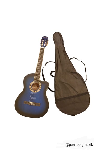 Ravenni Rcg-120 4/4 Klasik Gitar Tam Boy Kesik Kasa Kılıf+penaseti+kapo Hediyeli Mavi