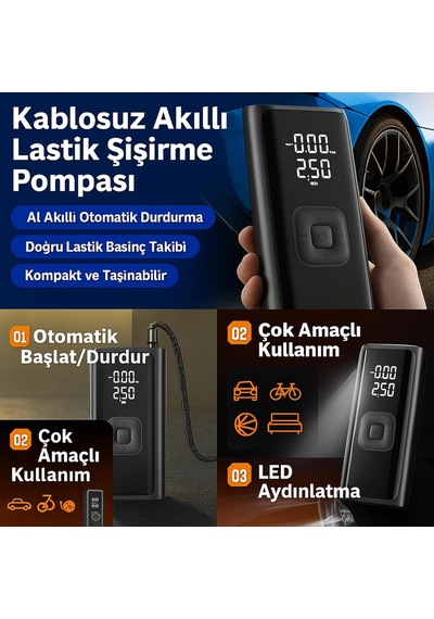 Hava Kompresörü, Araç Kompresörü, Şişirme Pompası, Taşınabilir Hava Kompresörü, Şarjlı Hava Pompası Diğer