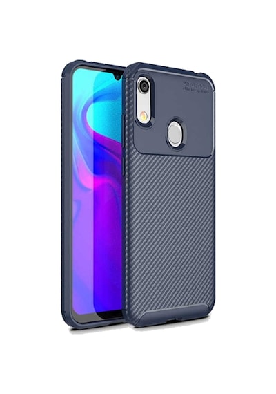 Huawei Y6 2019 Karbon Desenli Negro Silikon Kılıf Lacivert