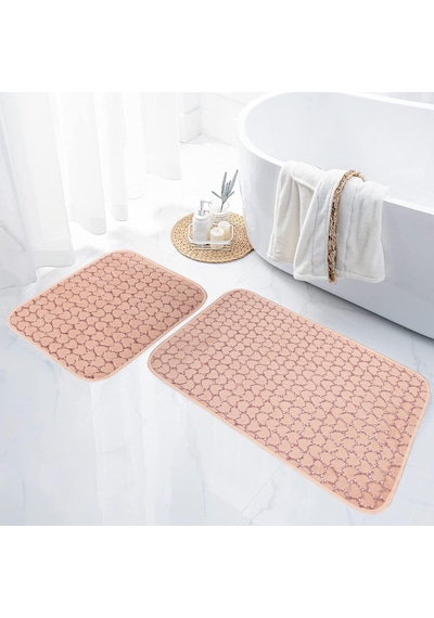 Jassrug Leila Kalp Embos 2'li Banyo Paspası Pudra