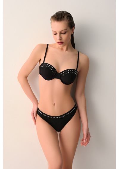 Suwen Spark Aksesuar Detaylı Straplez Bikini Üst Sb26144012012 Siyah