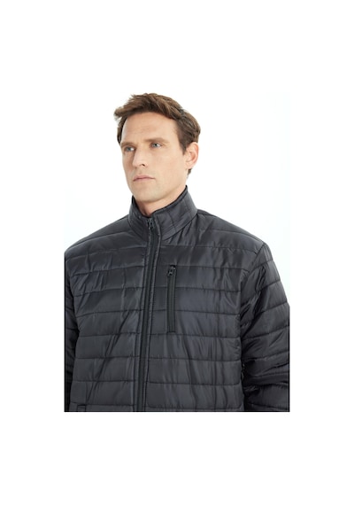 AC&Co / Altınyıldız Classics Erkek Siyah Sıcak Tutan Standart Fit Normal Kesim Dik Yaka Yan Cepli Mont Siyah