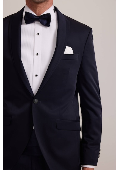 Ysf Erkek Lacivert Slim Fit Kırlangıç Yaka Damatlık