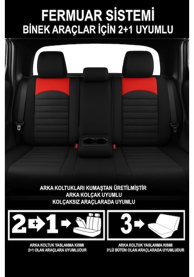 Formentor Tay Tüyü Oto Koltuk Kılıfı Dacia Sandero-stepway-duster Uyumlu Kırmızı