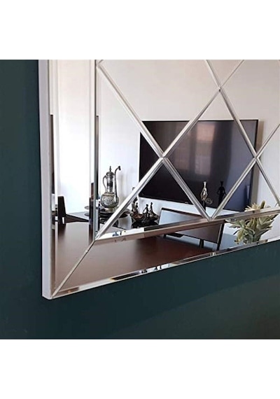Dekoratif Baklava Desenli Bizoteli Salon Aynası Ofis Aynası Konsol Aynası 120cm X 60cm 120 X 60 Gümüş GÜMÜŞ
