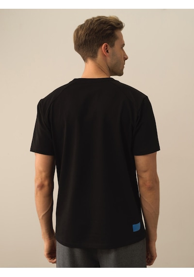 Xint Siyah Pamuk Dokulu Regular Fit Tişört 502049
