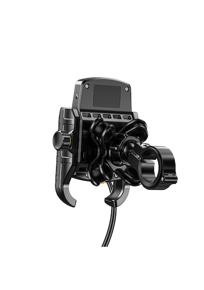 Sf Pro 4 Yastıklı Titreşim Modüllü Motosiklet Telefon Tutucu 15w Kablosuz Şarj & Usb-c Hızlı Şarj Siyah