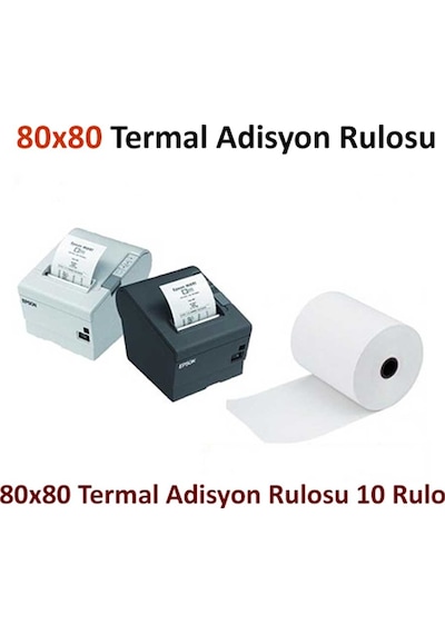 Termal Adisyon Yazıcı Kağıdı Rulosu 80x80 Adisyon Yazıcı Kağıdı 10lu