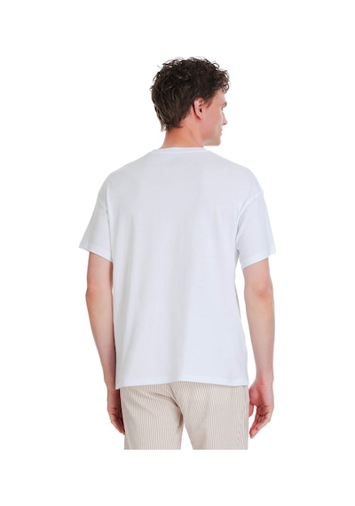 Hatemoğlu Beyaz Regular Fit 100% Pamuk Bisiklet Yaka Oversize Tişört 1995327 Beyaz