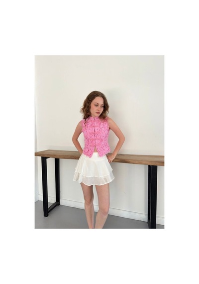 Verymoda Dantel Yelek D3026 Pembe
