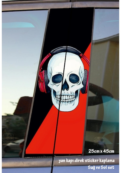 Dj Kuru Kafa Kırmızı Siyah Oto Folyo Baskı Kaplama Araba Kapı Sticker Set