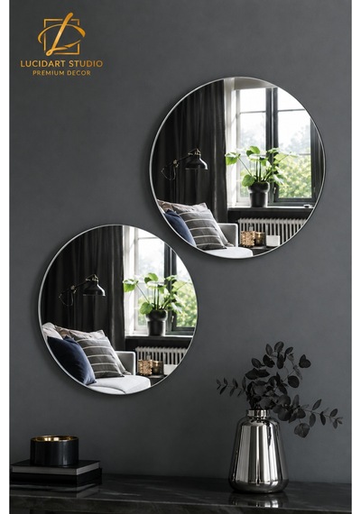 2 Adet 20x20 Cm Yuvarlak Gümüş Ayna Pleksi Dekoratif Hafif Pleksi Ayna Modern Duvar Dekoru Oval Form Pleksi Ayna Gümüş Renk Modern Ev Dekorasyonu Gümüş Gümüş