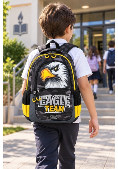 İlkokul Okul Çantası Eagle Team Kartal Takımı Sırt Çantası 42x30x13 Cm Desenli