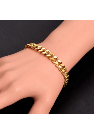 Ünisex Gümüş Model Bakla Zincir Bileklik Gold Renk 20 Cm Çok Renkli