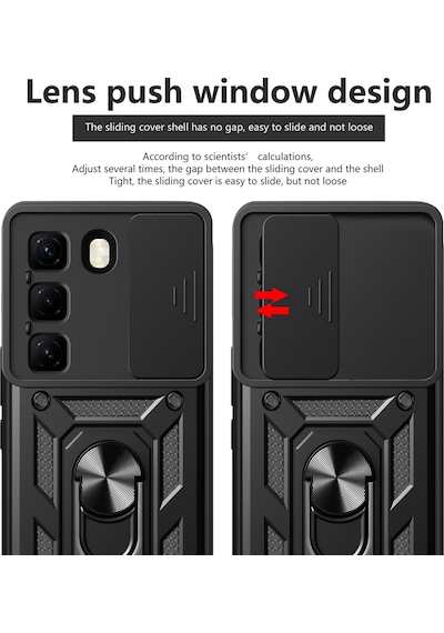 Teleplus İnfinix Hot 60i 4g Kılıf Magnetik Standlı Kamera Korumalı Slide Sürgülü Cover Kapak Siyah