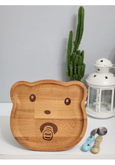 Hbs Art Design Ahşap Ayıcık Model Kahvaltı Tabağı