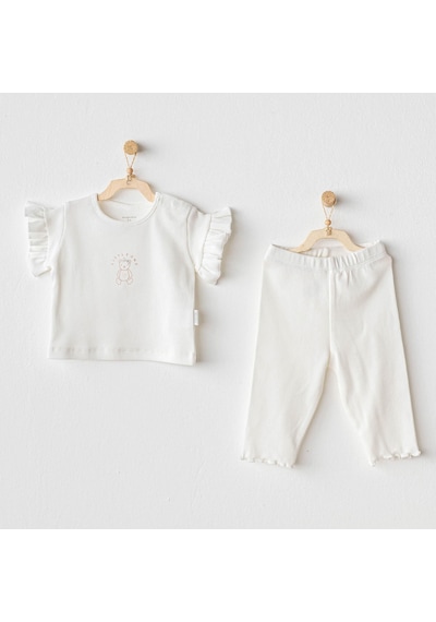 Andywawa Kız Bebek Takım 2 Parça Set Basic Ac25898 Ekru