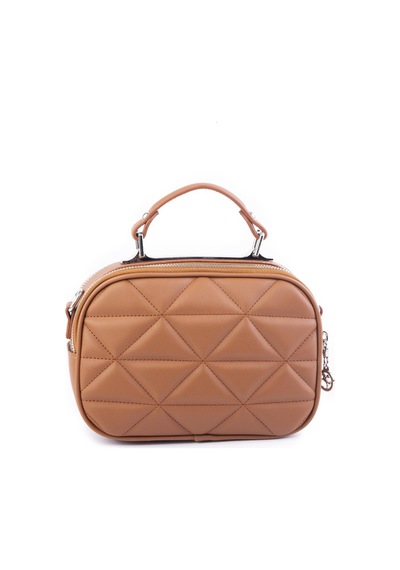 Nas Bag Zincirli Kapitone Çift Gözlü El Ve Çapraz Çanta Taba Dona 21x16 Cm Taba