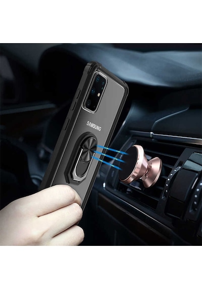 Samsung Uyumlu Galaxy S20 Plus Kılıf Standlı Yüzüklü Mola Silikon Kapak