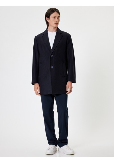 Koton Slim Fit Kaşe Kaban Cep Detaylı Lacivert 5wam00021hw Lacivert
