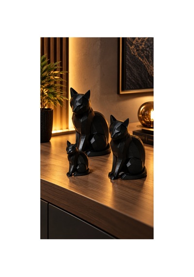 Geometrik Kedi Biblo Seti Siyah - 903190199