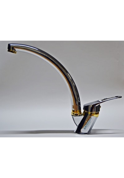 Krom Gold Lüx Mix Kuğu Banyo Lavabo Mutfak Eviye Musluğu Bataryası Sıcak Soğuk Çift Su Girişli Diğer