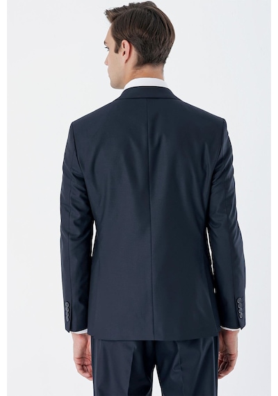 İmza Lacivert Mono Yaka Çift Yırtmaç Yelekli 6 Drop Slim Fit Dar Kesim Basic Takım Elbise 1001245186 Lacivert
