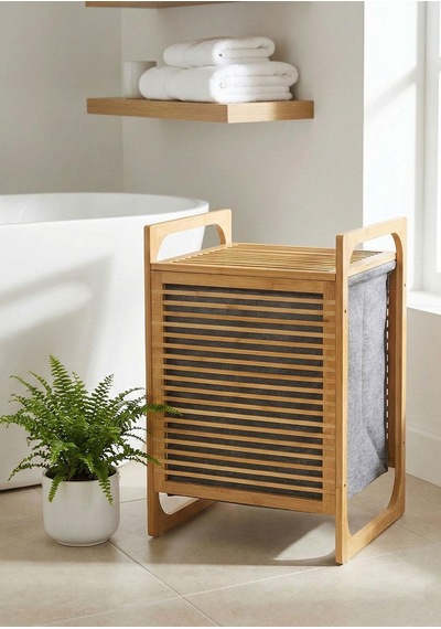 Bambu Çamaşır Sepeti Tekli 35 Litre Bambu