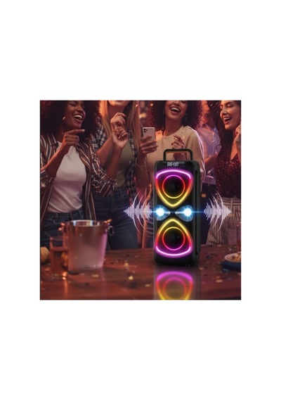 D78 Bluetooh Speaker Şarjlı Kablosuz Taşınabilir Hoparlör Mikrofonlu Led Işıklı Parti Speaker Sd Kart Usb Fm Radyo Uzaktan Kumandalı D78