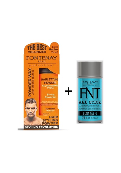 Fontenay Ultra Strong Pudra Toz Wax Turuncu 20 G + Hair Wax Stick Erkekler İçin 75 G