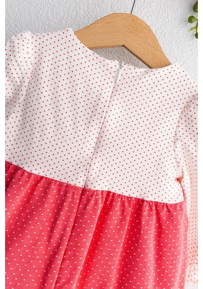 Babymod Babymod Kız Bebek Puantiye Desenli Güpürlü Uzun Kollu Elbise