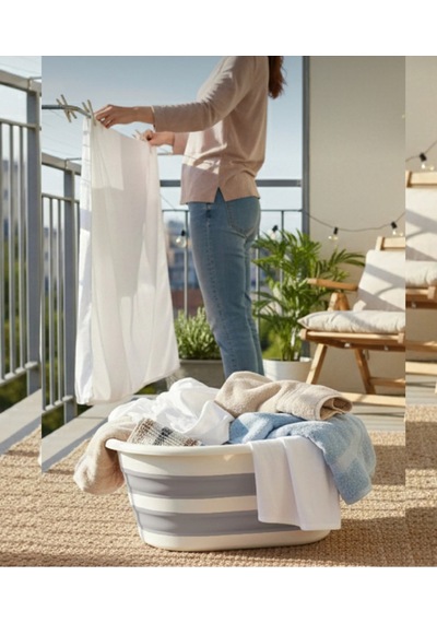 Katlanabilir Silikon Çamaşır Sepeti 25lt Polipropilen Beyaz 45 X 40 Tr Diğer