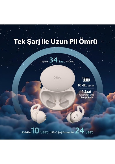 Airbeat Dream Gerçek Kablosuz Tws Bluetooth Kulak İçi Uyku Kulaklığı 2km173gr Genel