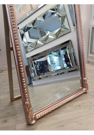 Ayna Denizi Princess Copper Gold Model Rose Gold Altın Renk Dekoratif Ayaklı Boy Aynası Altın - Rose Gold