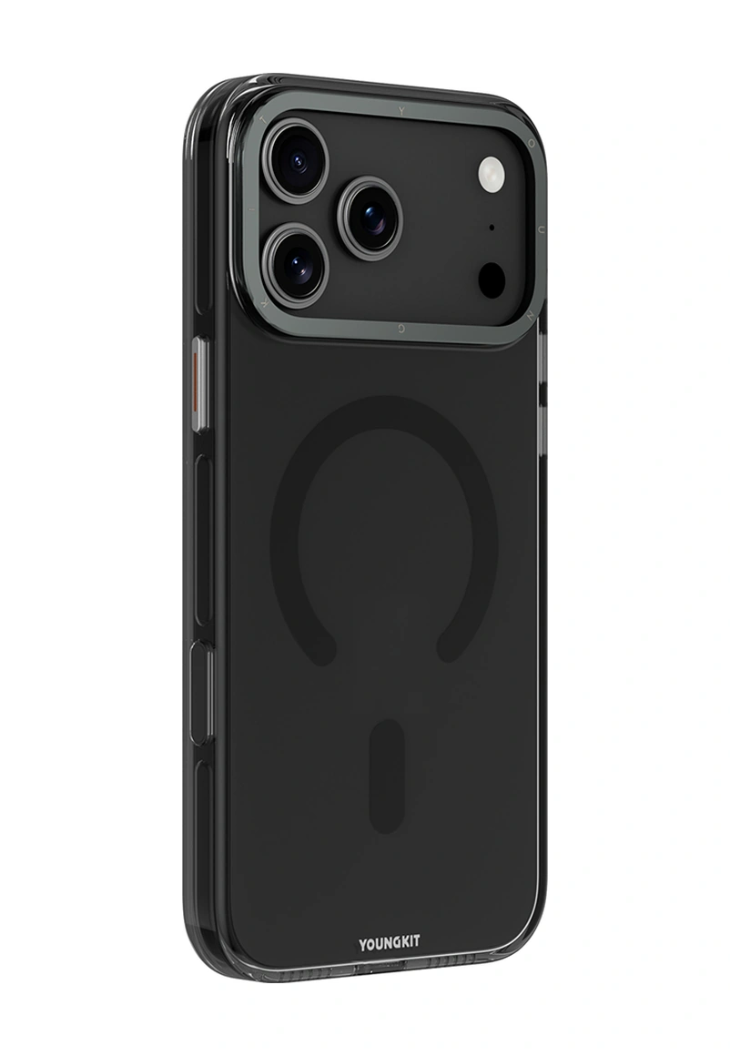 Apple Uyumlu iPhone 17 Pro Kılıf M-safe Şarj Özellikli Şeffaf Youngkit Crystal Shield Serisi Kapak Siyah Siyah