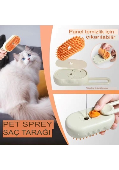 Buharlı Kedi Ve Köpek Tarağı, Evcil Hayvan Tüy Temizleme Ve Masaj Tarağı, Yumuşak Başlıklı Pratik Buharlı Ke