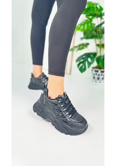 Günlük Kadın Sneaker Bağcıklı Yüksek Kalın Tabanlı Oval Burunlu Rahat Hafif Spor Ayakkabı 1001 Siyah Günlük Kadın Sneaker Bağcıklı Yüksek Kalın Tabanlı Oval Burunlu Rahat Hafif Spor Ayakkabı 1001 Siyah