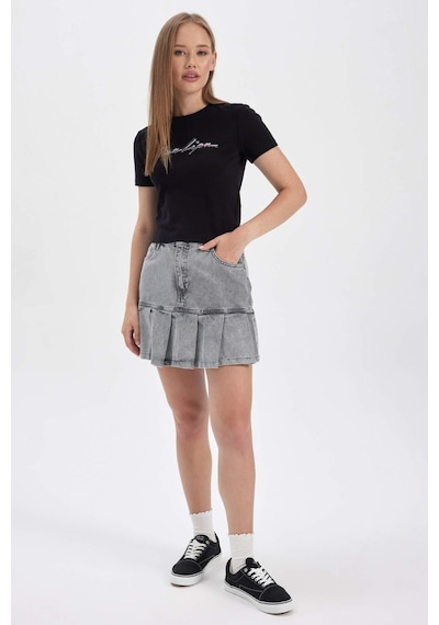 Defacto Coool Dua Lipa Fitted Ribana Kısa Kollu Tişört B2971AX23HSBK81 Siyah